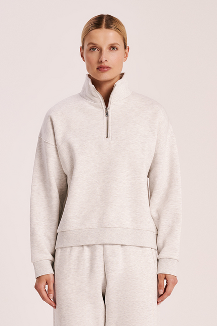 Carter Classic Zip Front Sweat Snow Marle 
