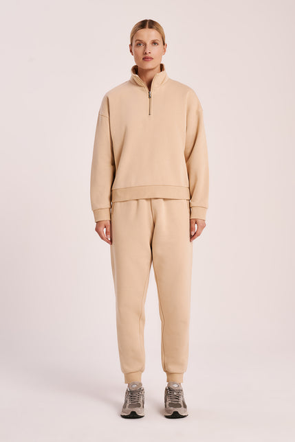 CARTER CLASSIC ZIP FRONT SWEAT & TRACKPANT SET-Sand