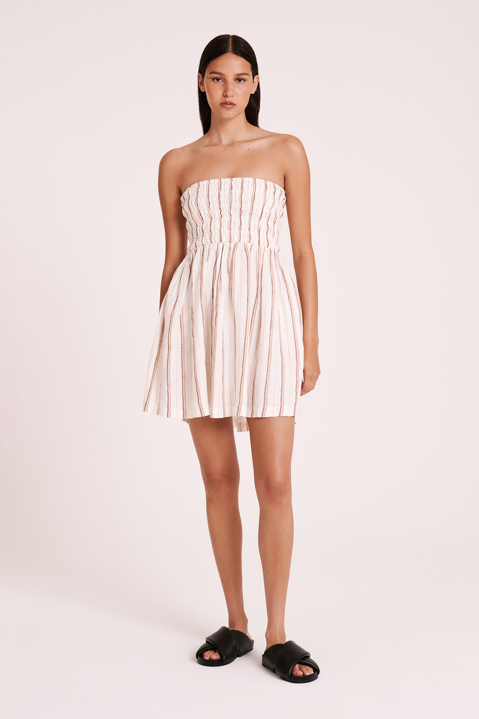 Aisha Mini Dress Amber Stripe 