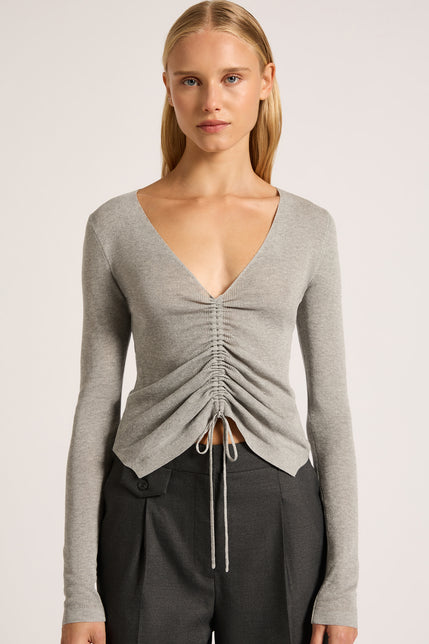 Avril Ls Knit Top Graphite 