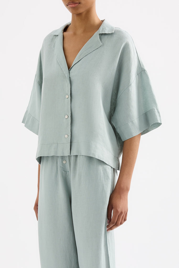 Nude Lucy Linen Lounge Shirt (Natural)
