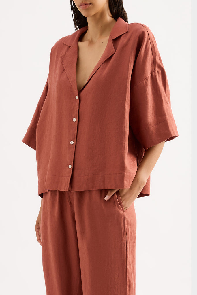 NudeLucy Lounge Stripe Linen Long Shirt