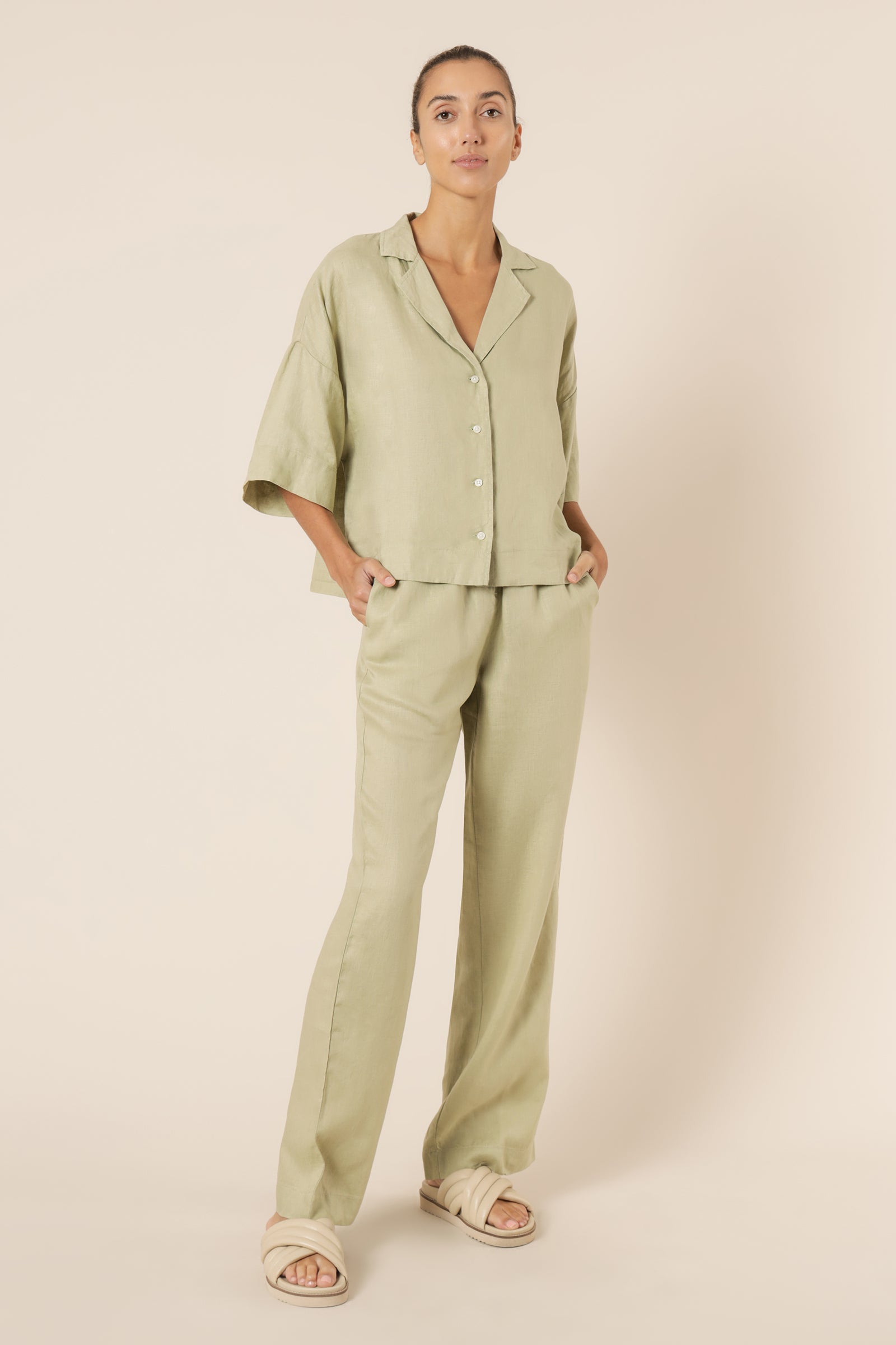 Nude Lucy Nude Linen Lounge Pant Washed Sage Pants 