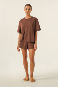 Nude Lucy Nude Lounge Jersey Short In a Brown Cedar Colour