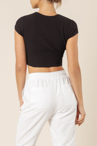 Nude Lucy cameron basic waffle tee black top