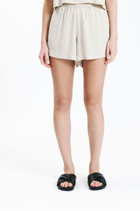 Ace Shorts in a Light Beige Oat Colour - Linen Cotton blend With a Slight Crinkle Finish