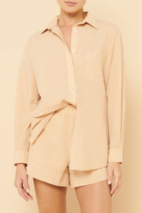 Nude Lucy Naya Washed Cotton Shirt in a Light Brown Latte Colour