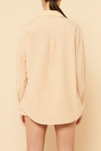 Nude Lucy Naya Washed Cotton Shirt in a Light Brown Latte Colour