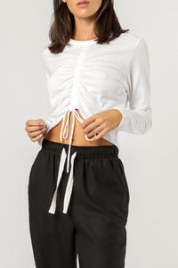Nude Lucy tyler long sleeve drawstring tee white tees