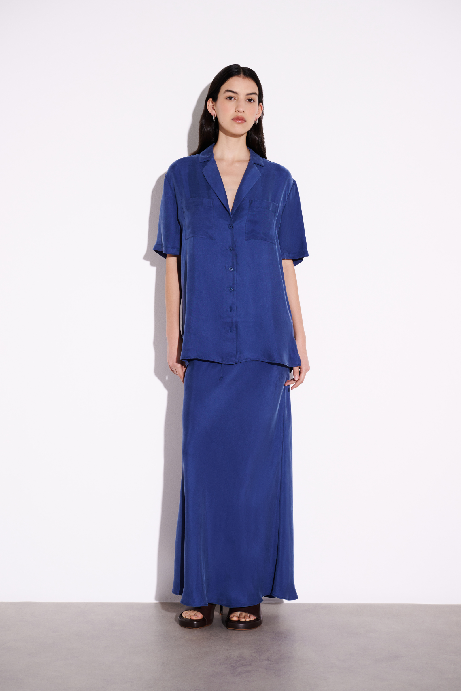 Hayz Cupro Maxi Skirt Indigo 