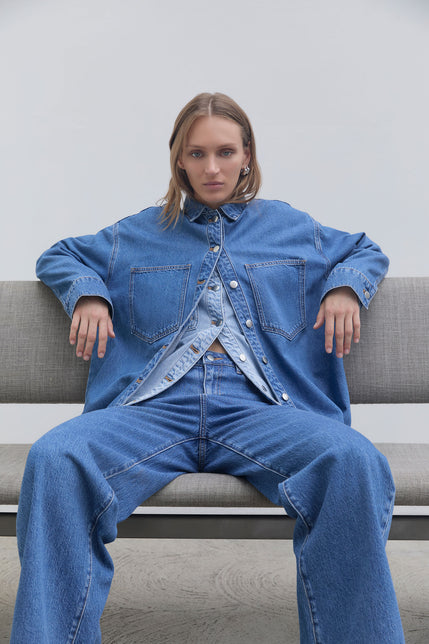 Organic Denim Overshirt Royal Blue 