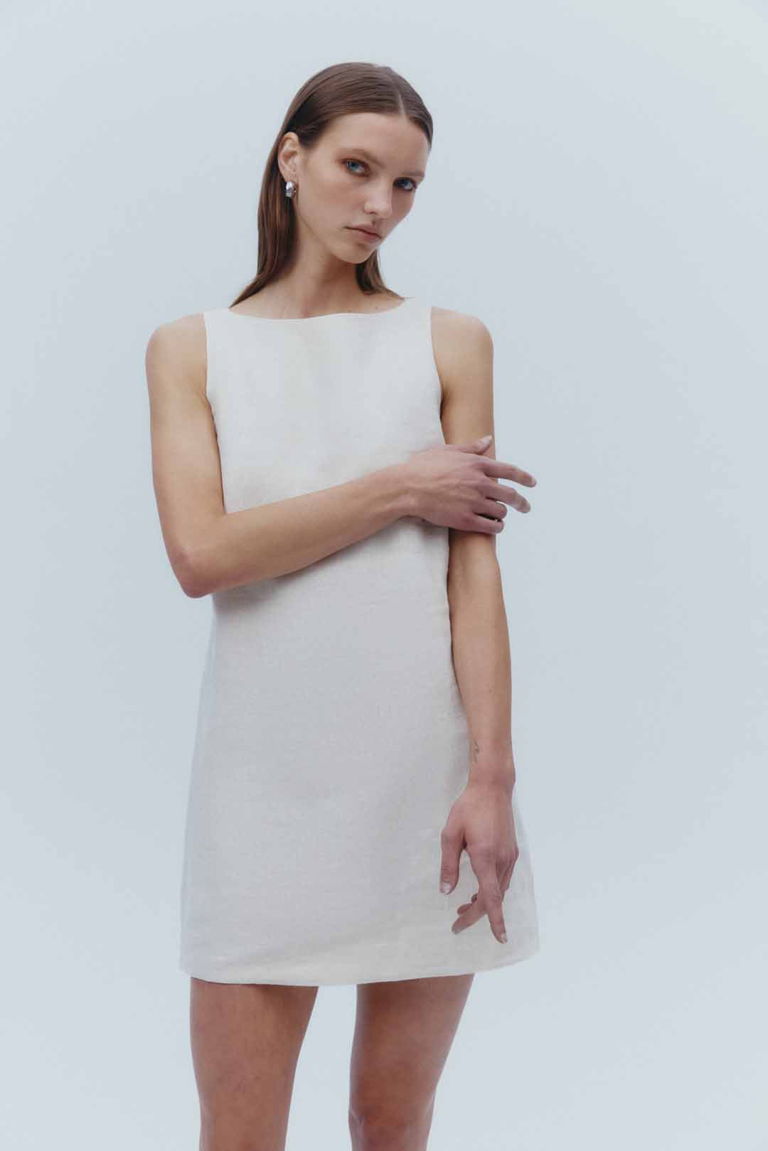 Shop Aliya Linen Mini Dress | Nude Lucy
