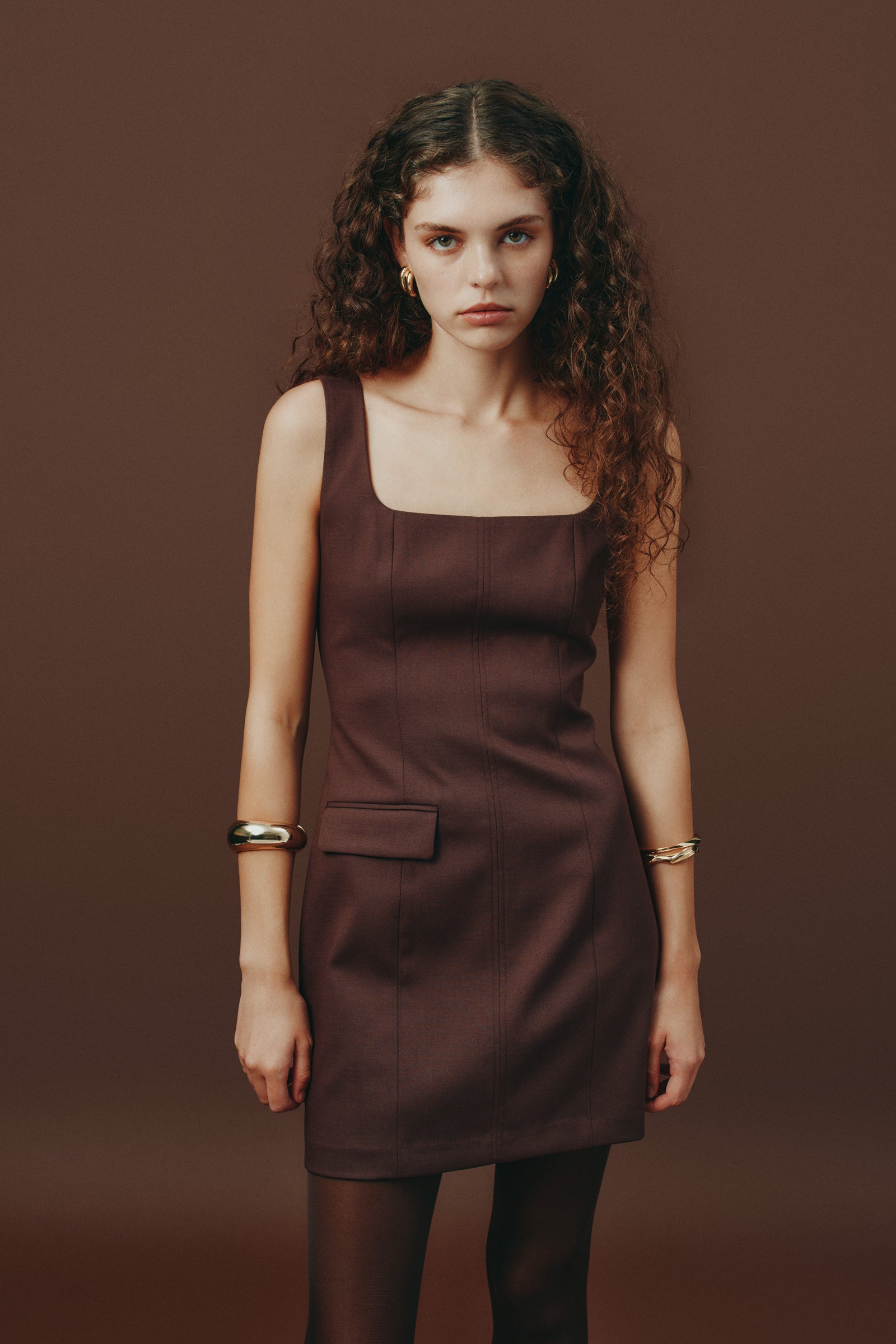 Easton Tailored Mini Dress Cocoa 