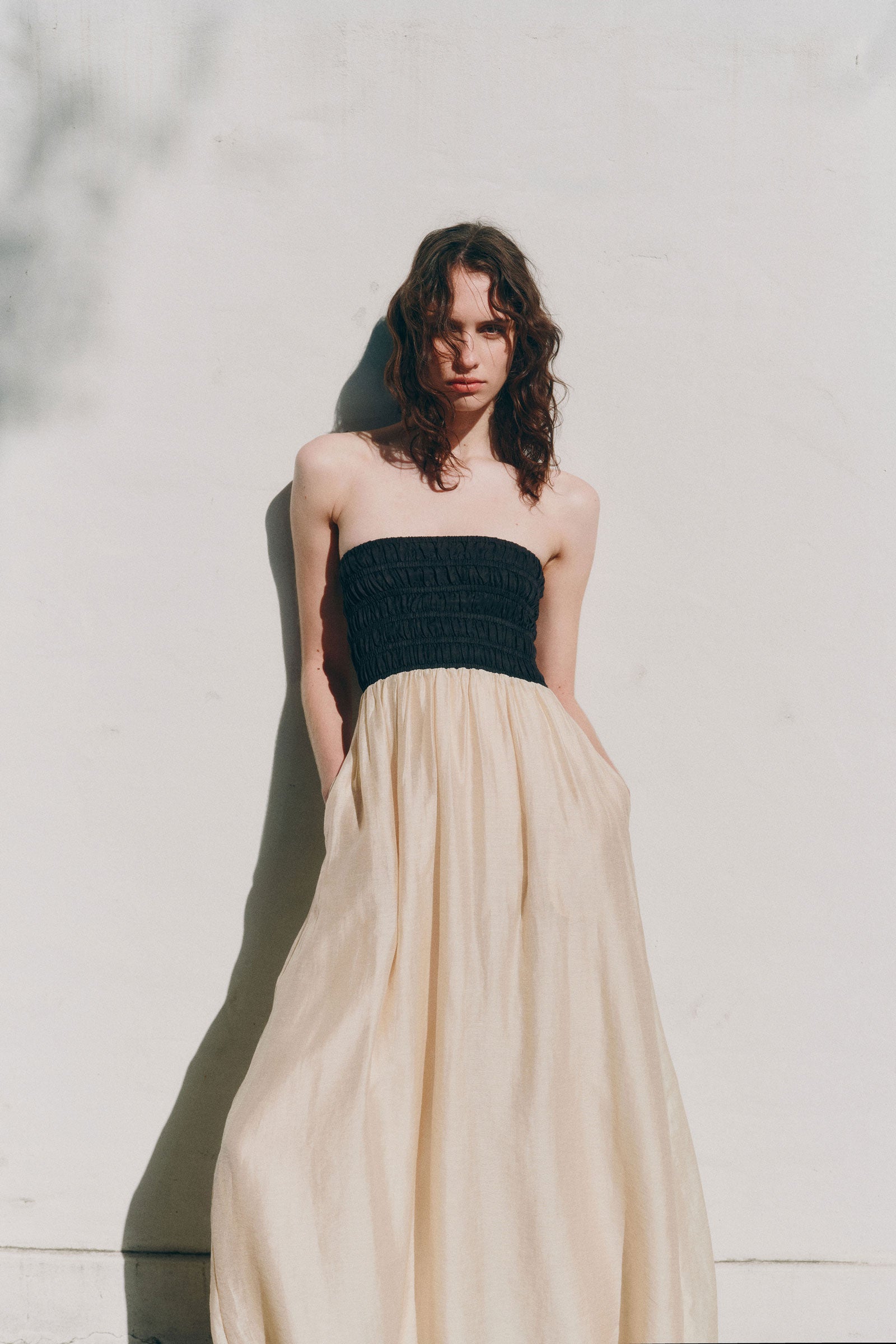 Frances Shirred Maxi Dress Chamomile Splice 