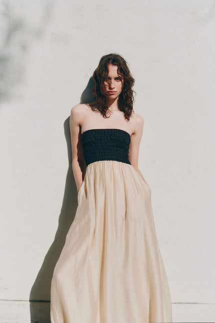 Frances Shirred Maxi Dress Chamomile Splice 