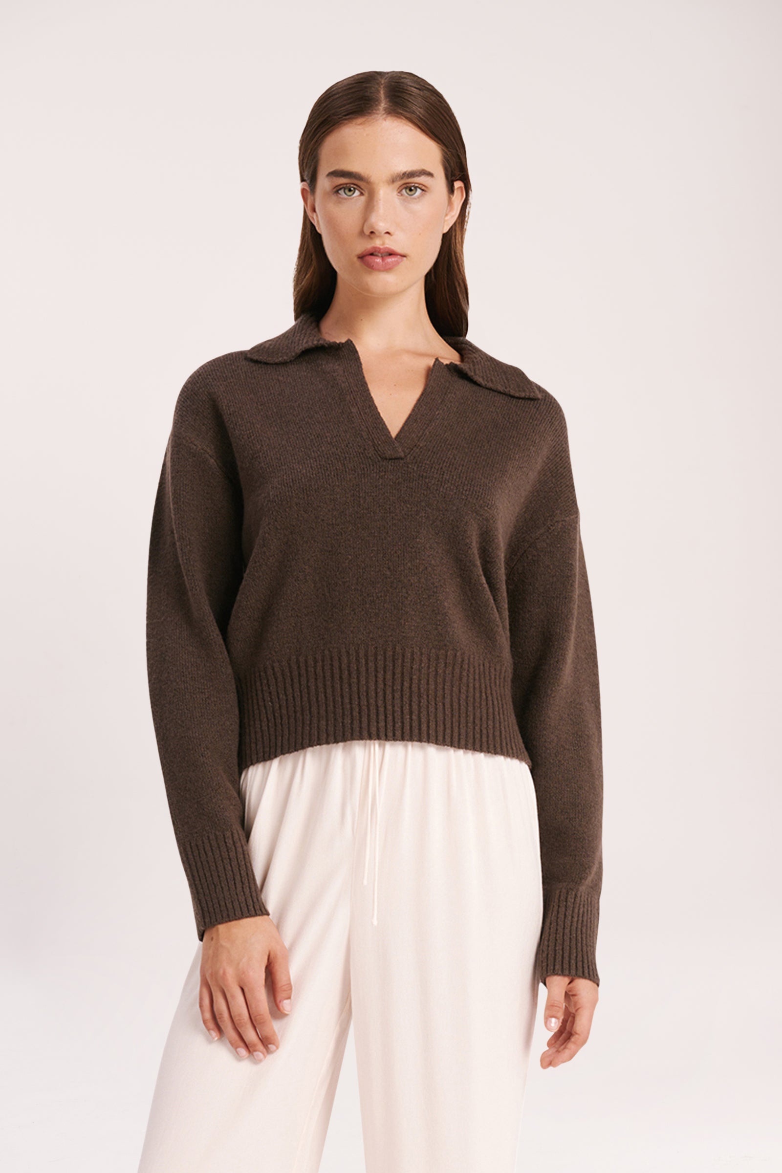 Nude Lucy Kinsley Rugby Knit In A Brown Cinder Colour 