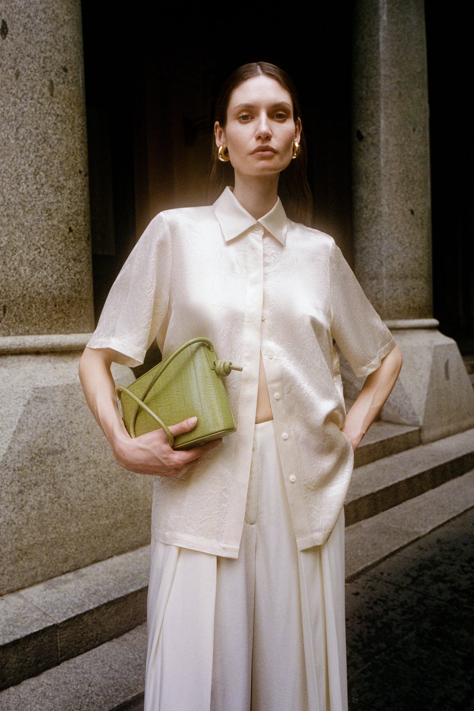 Allegra Satin Shirt Champagne 