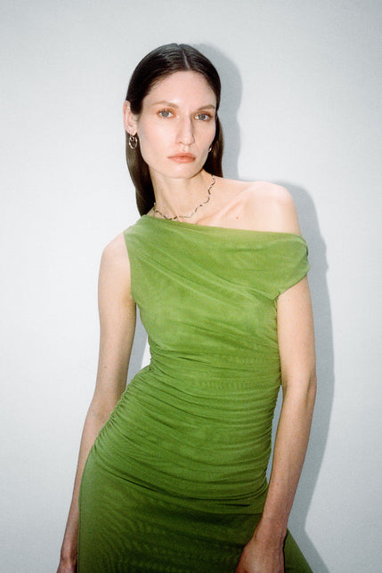 Siva Mesh Off Shoulder Dress Cactus 