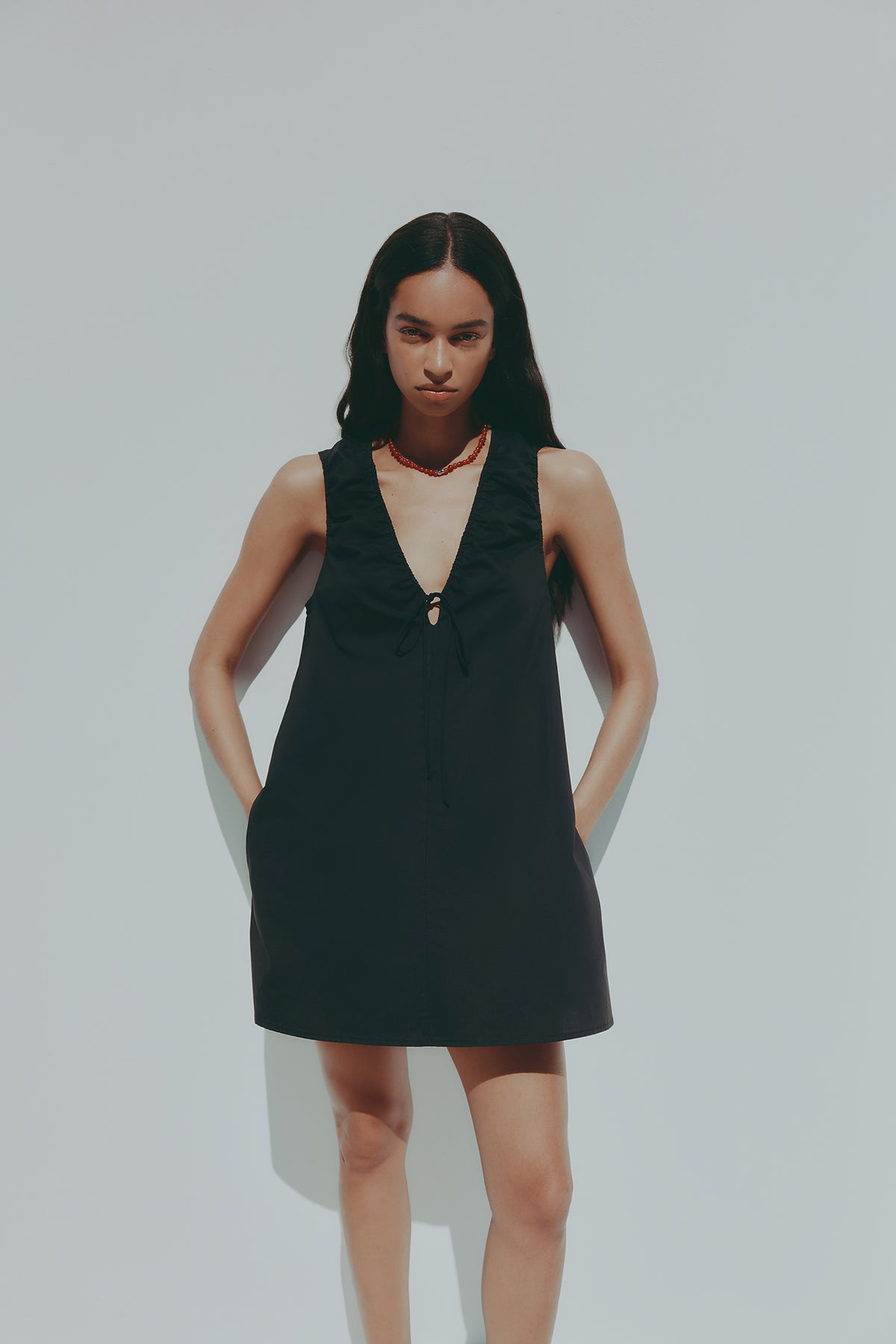 Cerie Poplin Mini Dress Black 