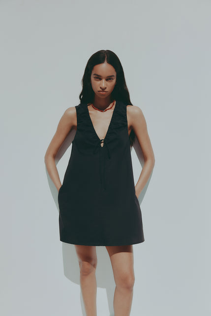 Cerie Poplin Mini Dress Black 