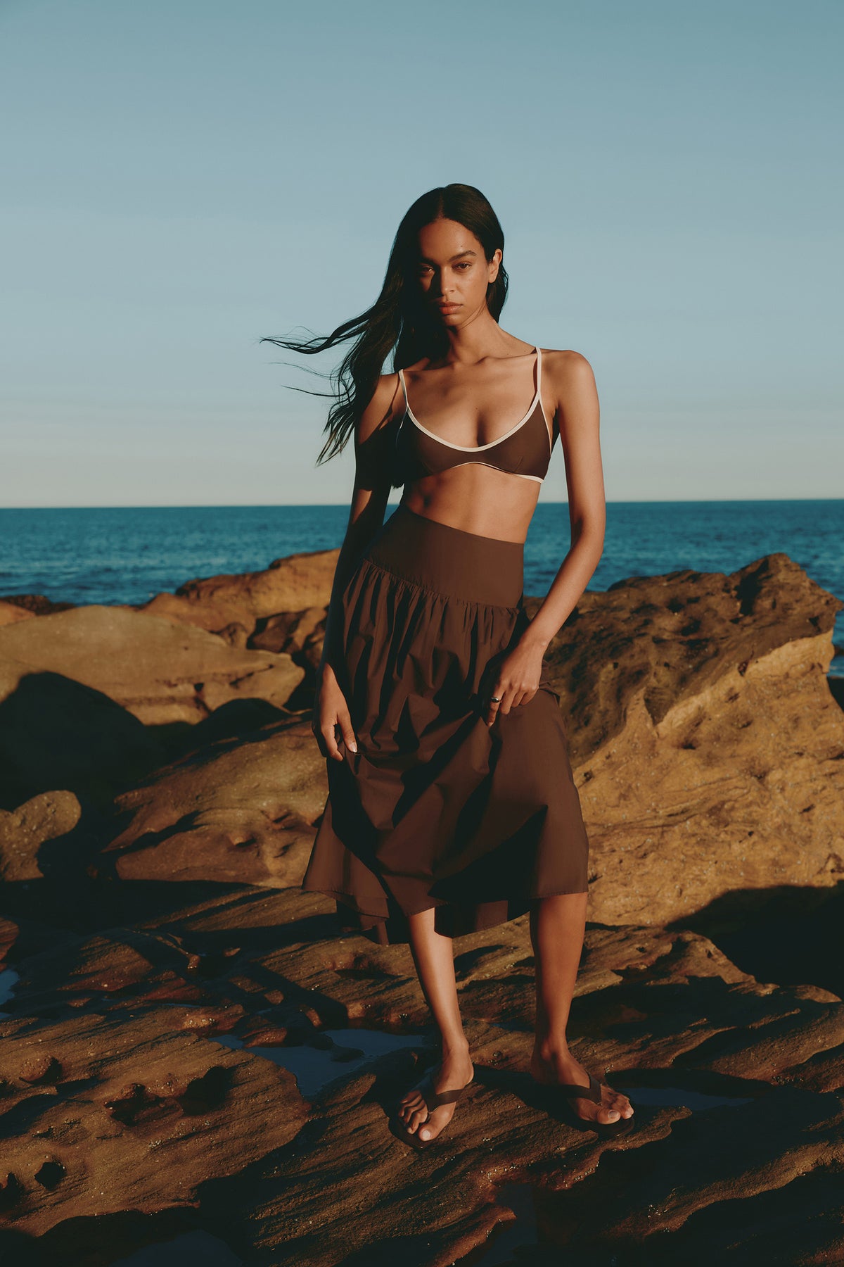 Greta Poplin Skirt Chocolate 
