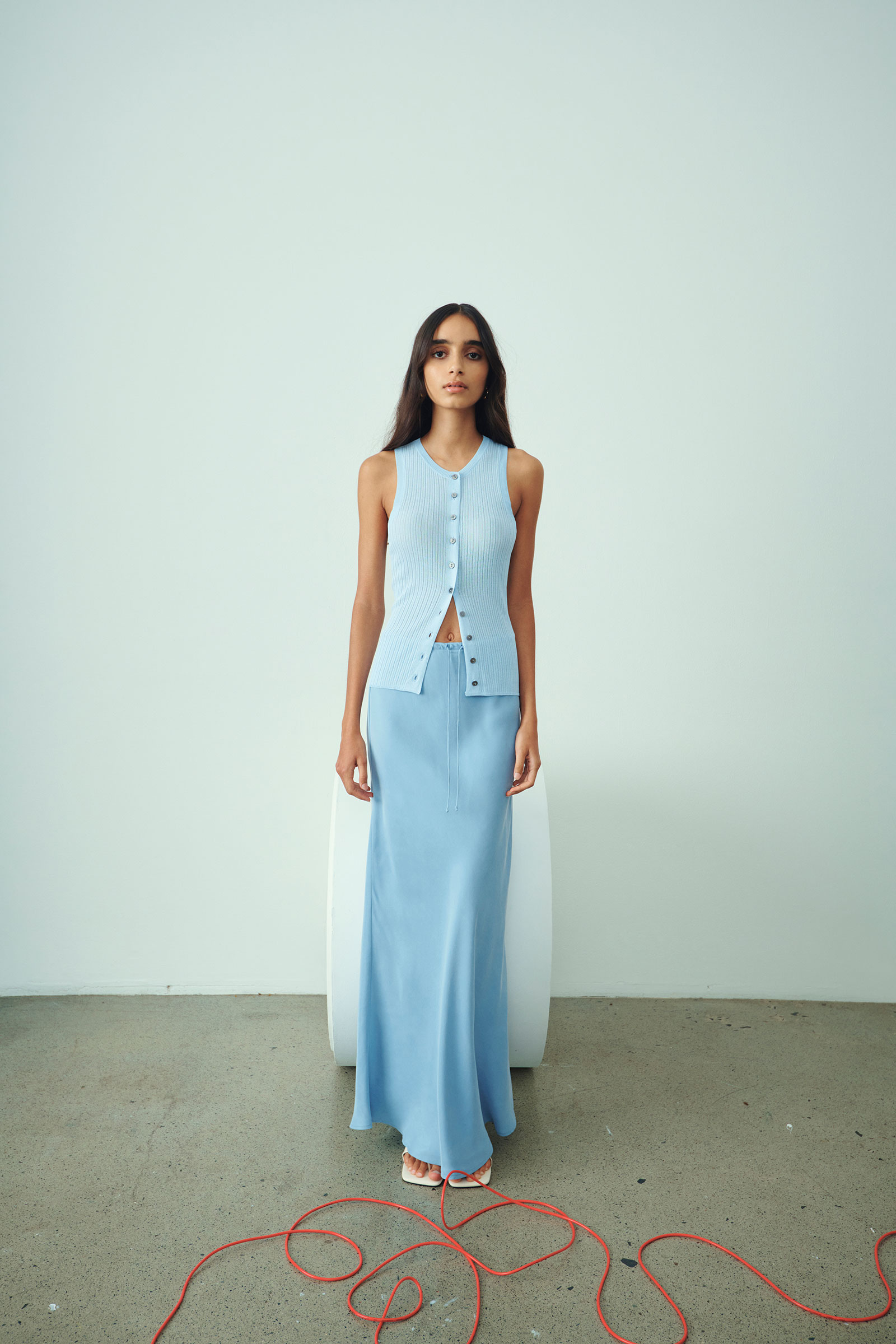 Hayz Cupro Maxi Skirt Sky 