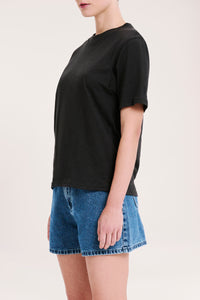 Nude Lucy Organic Slub Tee in a Dark Grey In a Brown Coal Colour