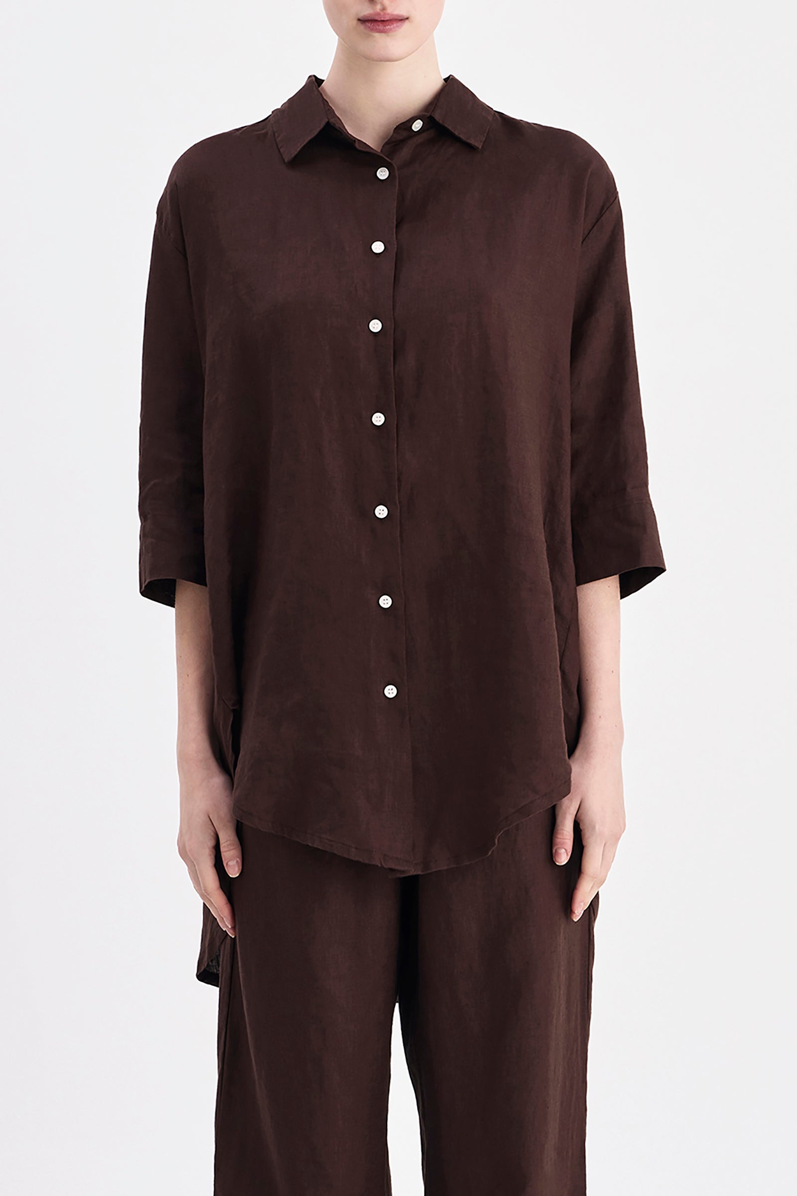 Lounge Linen Longline Shirt & Short Set 