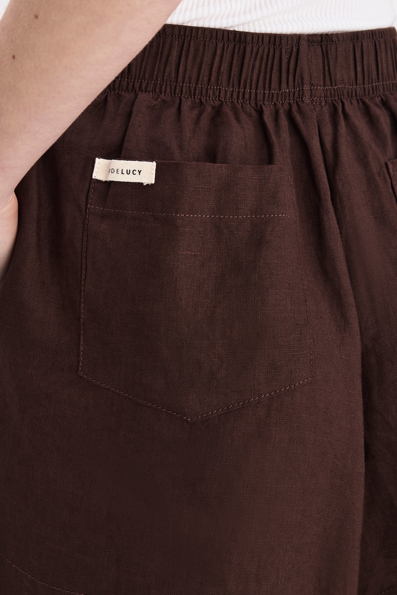 Lounge Linen Crop Pant Chocolate 