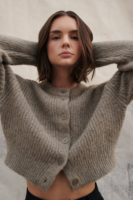 Nixon Cropped Cardigan Vine 