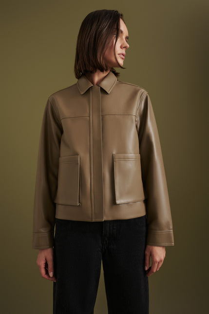 Maude Vegan Leather Jacket Grove 