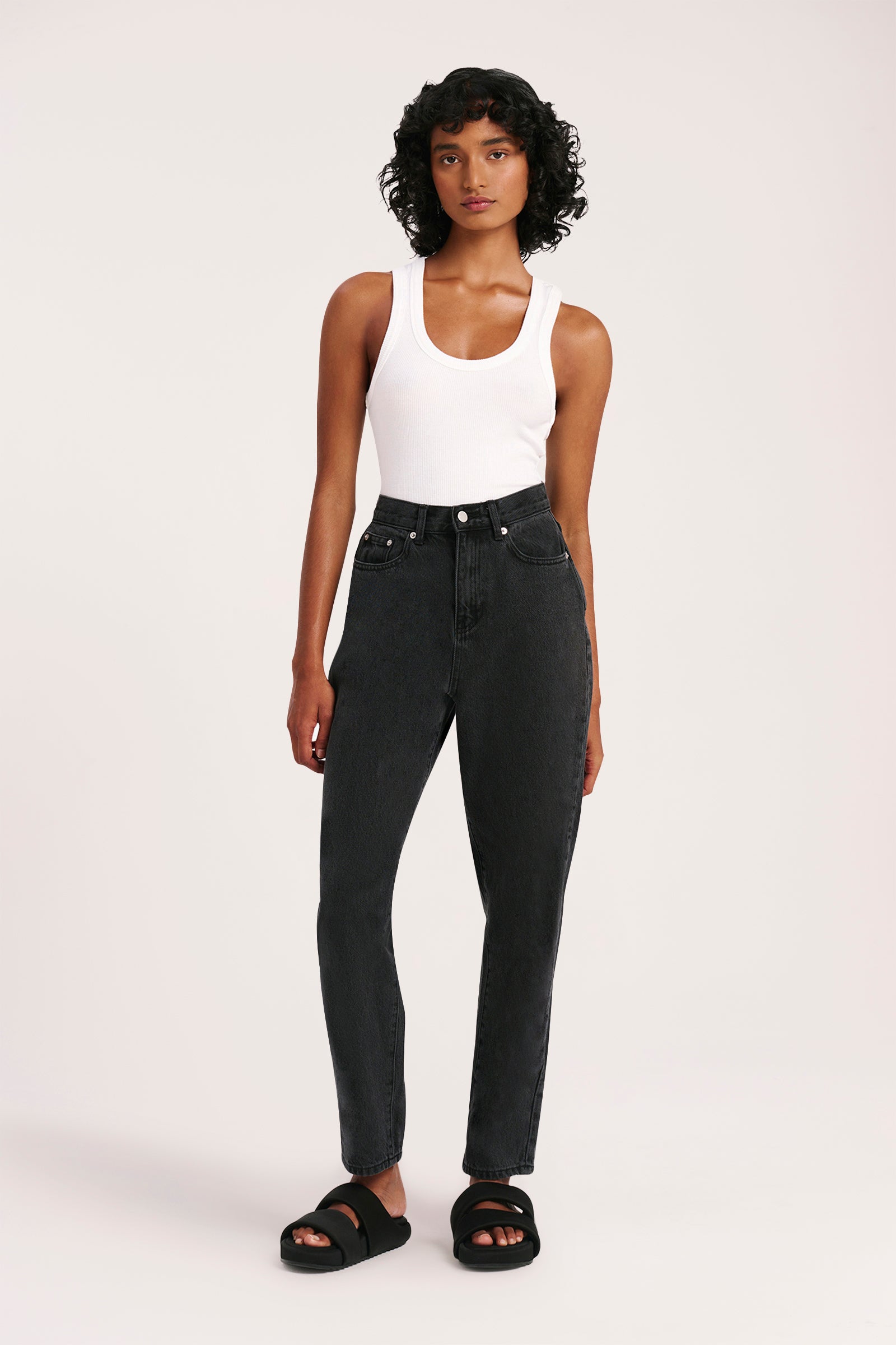 Nude Lucy Organic Mom Jean Washed in Black