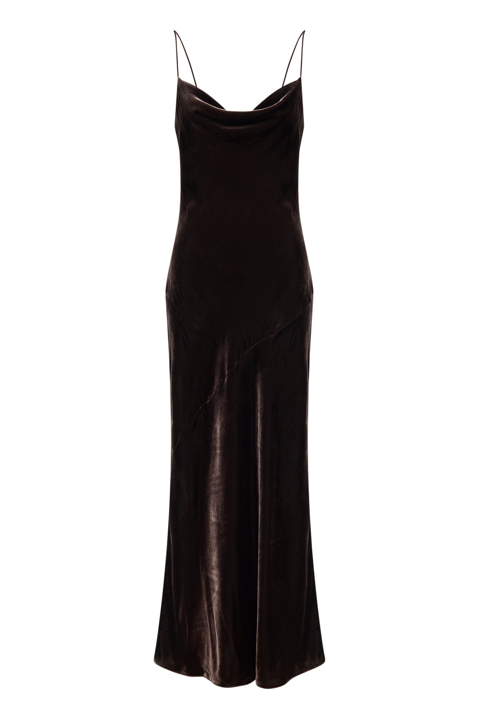 Pilar Velvet Slip Dress Dark Chocolate 