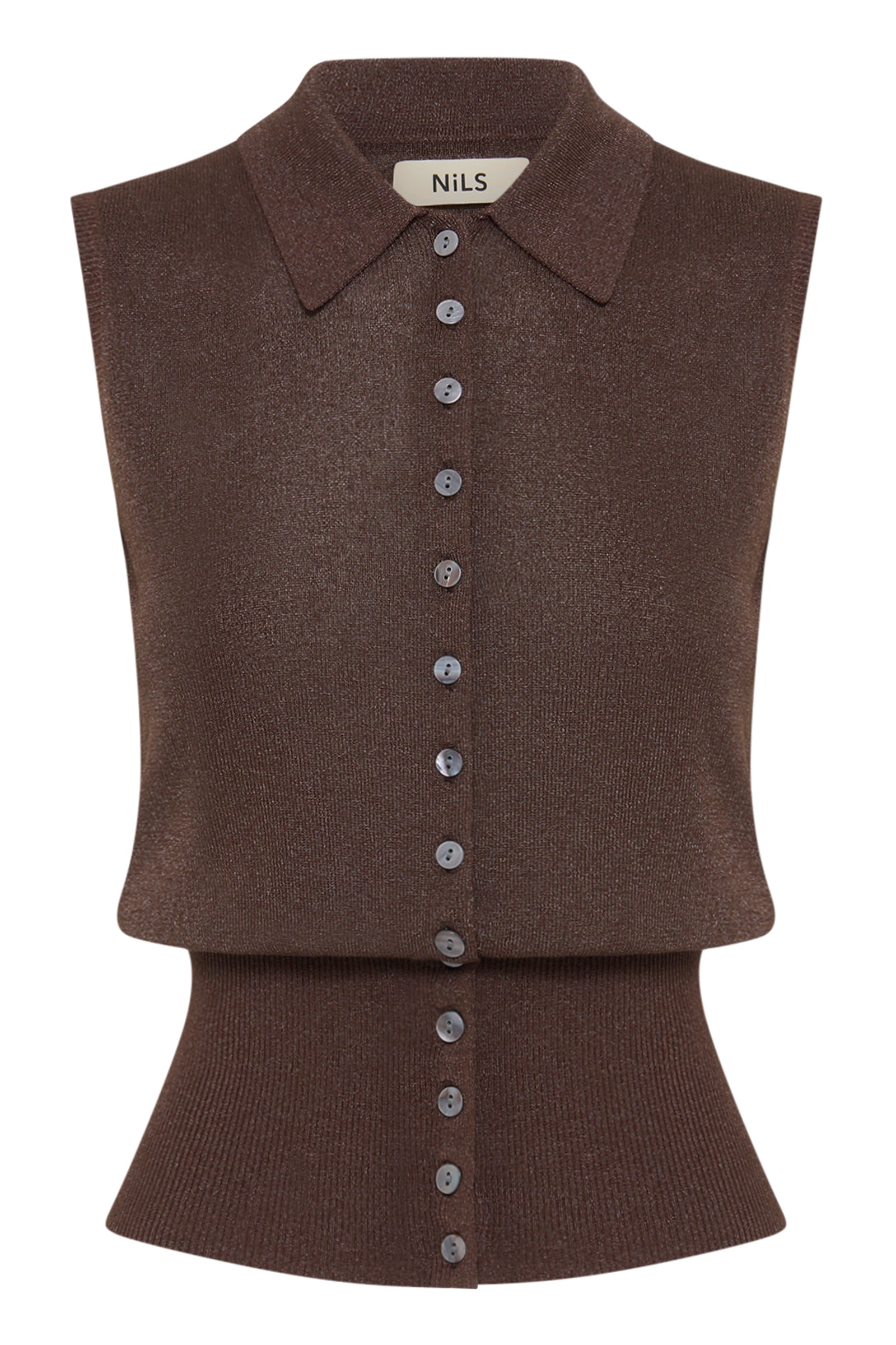 Danube Metallic Knit Vest Dark Chocolate 