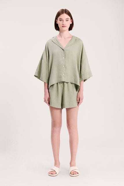 LOUNGE LINEN SHORT-Olive