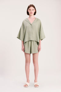 Nude Lucy Lounge Linen Shirt in Olive