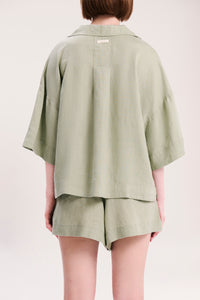 Nude Lucy Lounge Linen Shirt in Olive