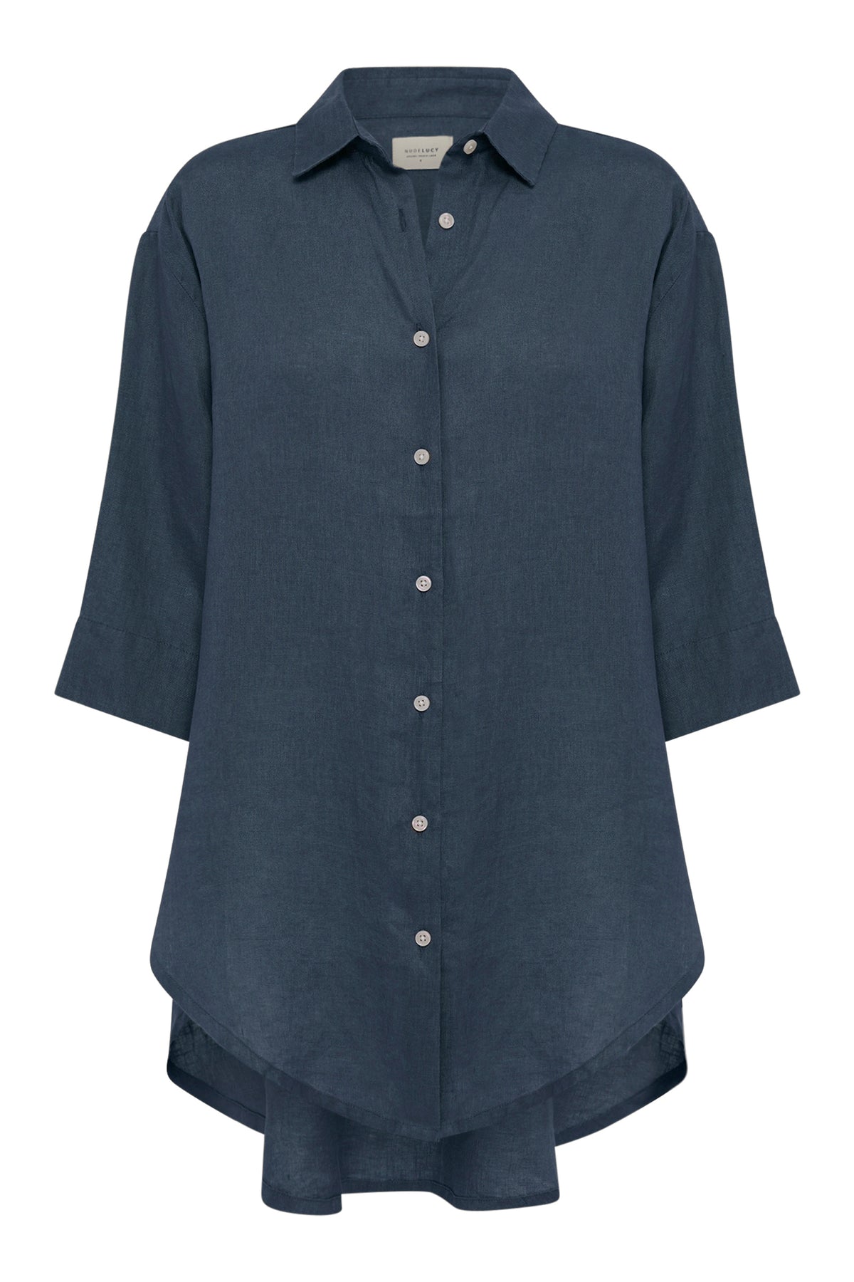 Lounge Linen Longline Shirt Ink 