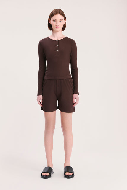 LOUNGE RIB LONGLINE SHORT-Cinder