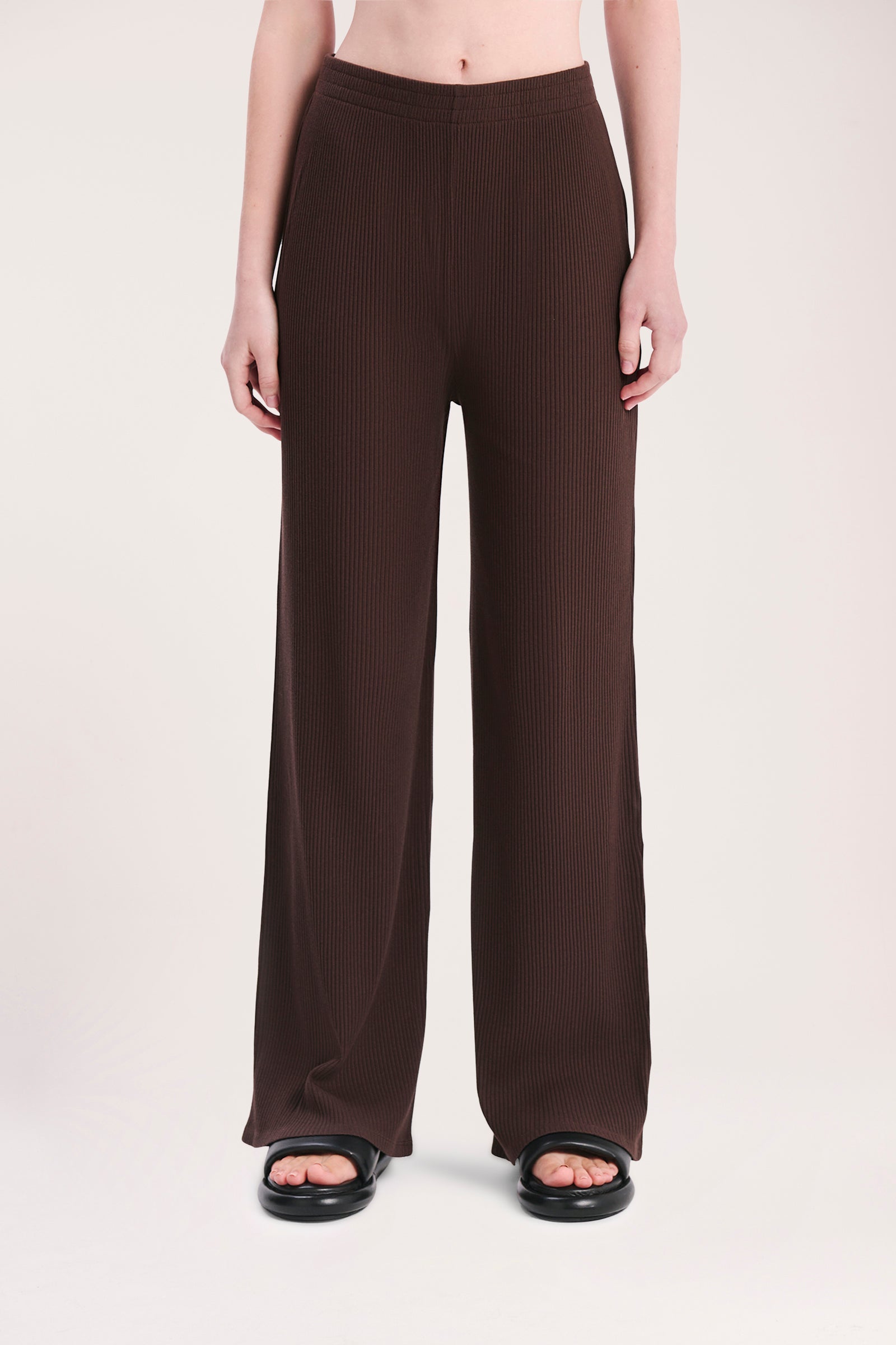 Nude Lucy Nude Lounge Ribbed Pant In A Brown Cinder Colour