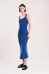 Nude Lucy Ren Cupro Slip Dress in Ocean