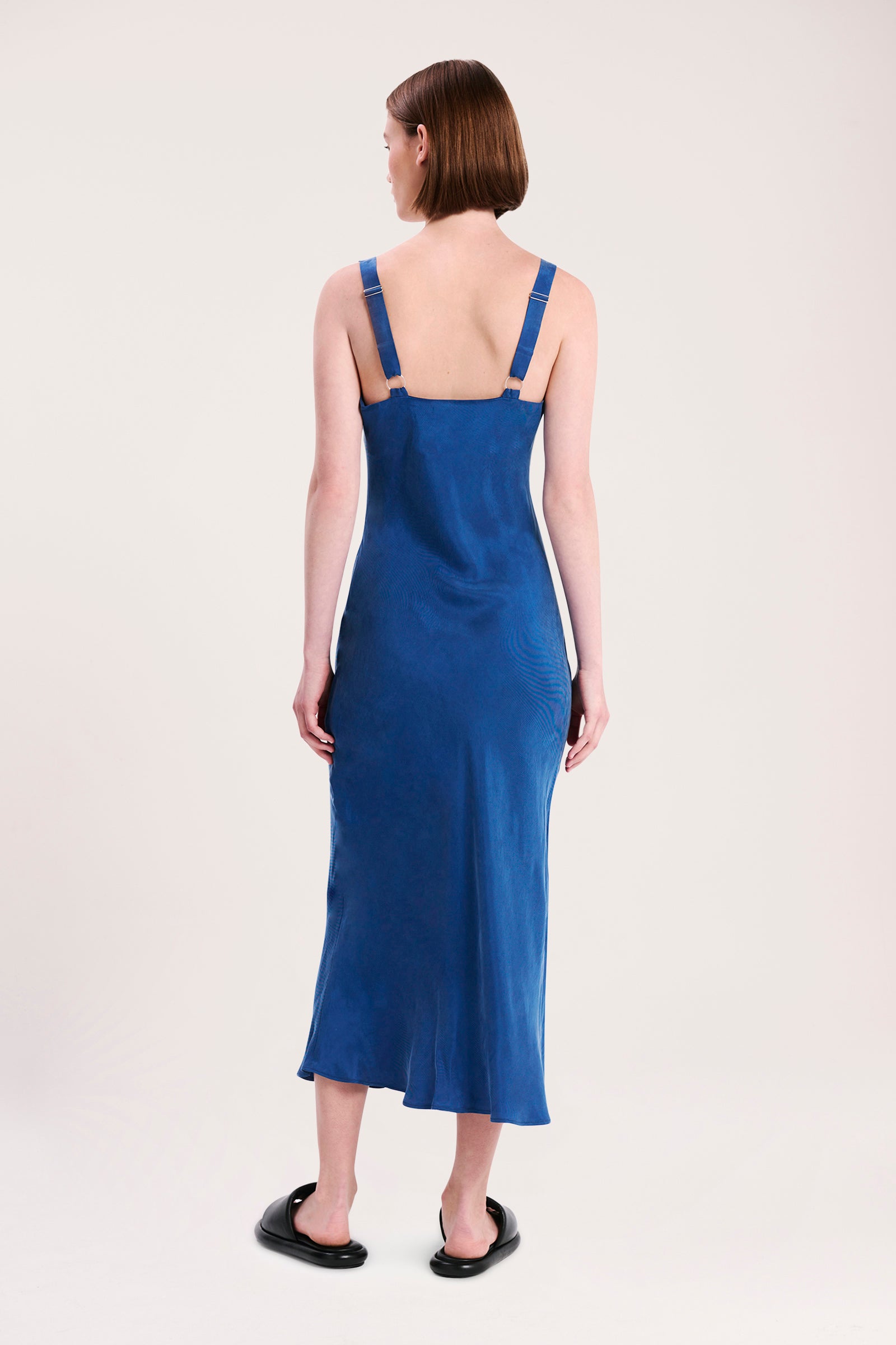Nude Lucy Ren Cupro Slip Dress In Ocean 