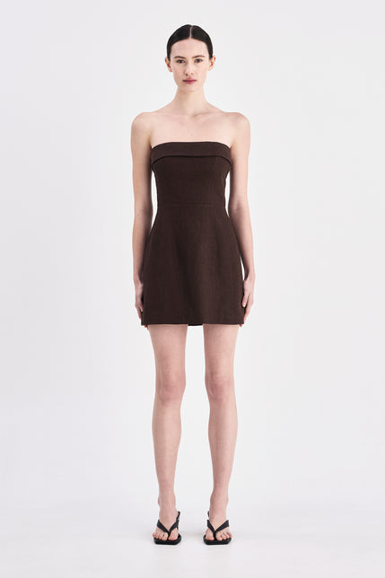 Lyra Linen Dress Chocolate 