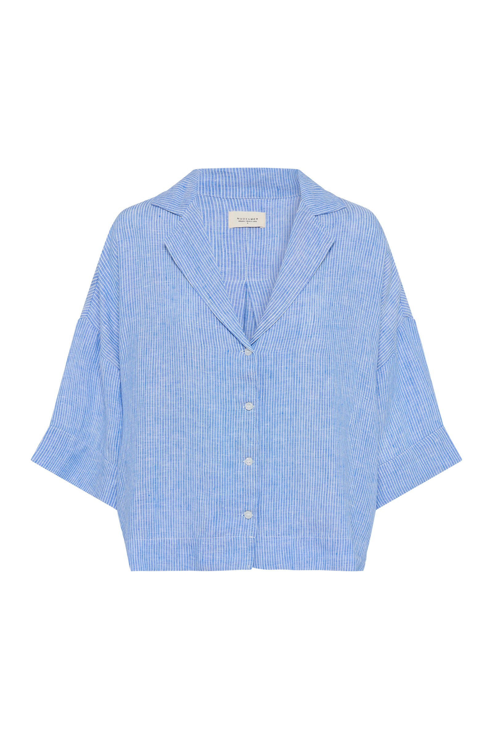 Lounge Stripe Linen Shirt Blue Stripe 