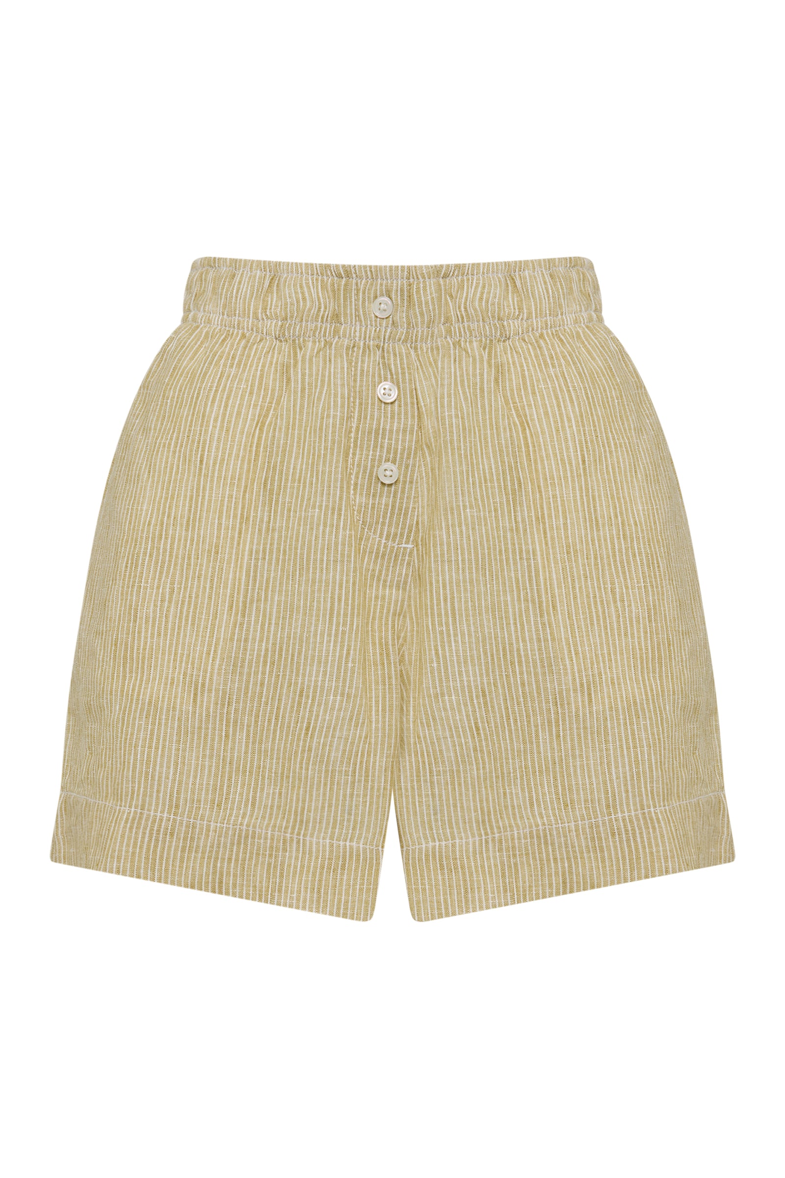 Lounge Stripe Linen Short Moss Stripe 