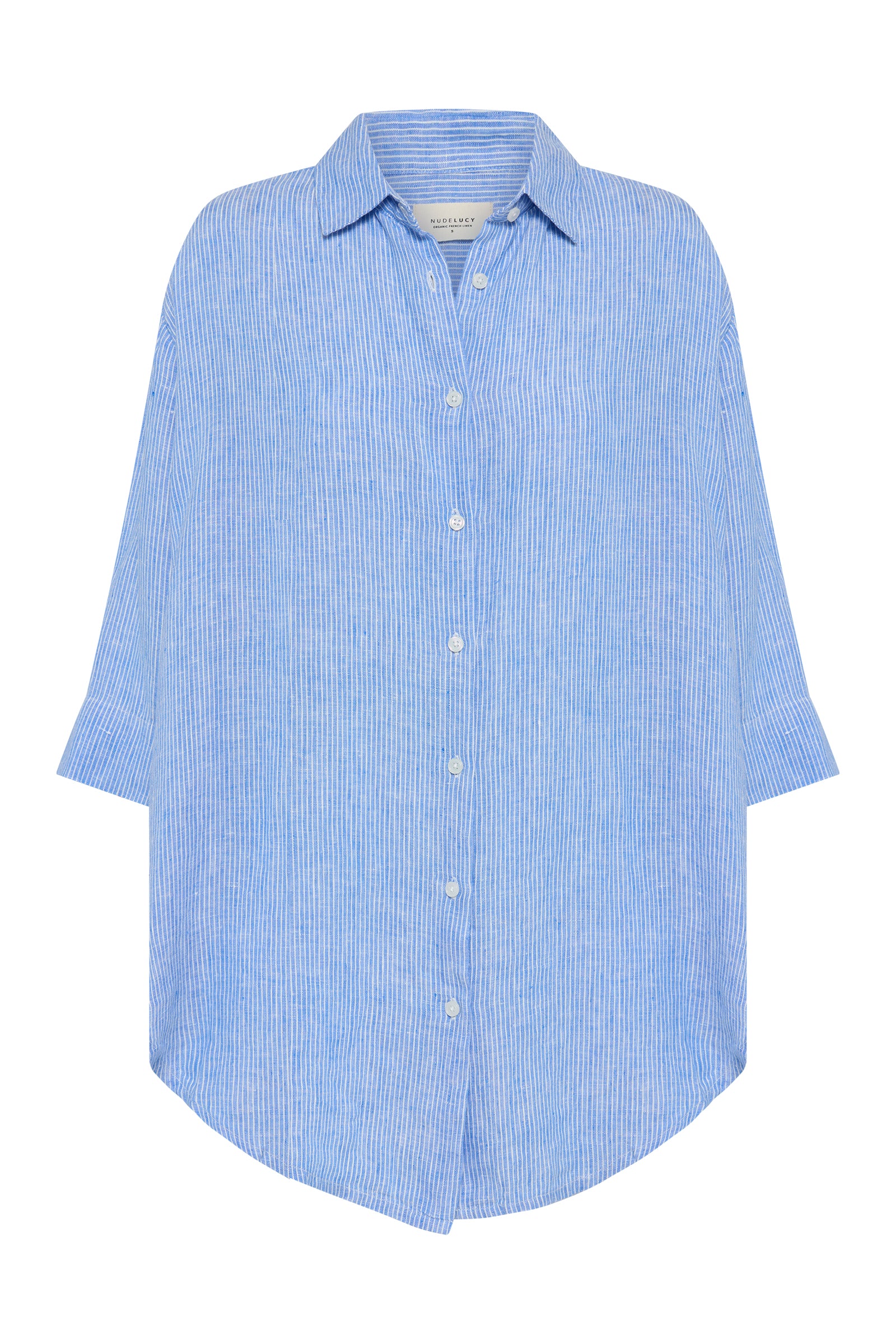 Lounge Stripe Linen Long Shirt Blue Stripe 