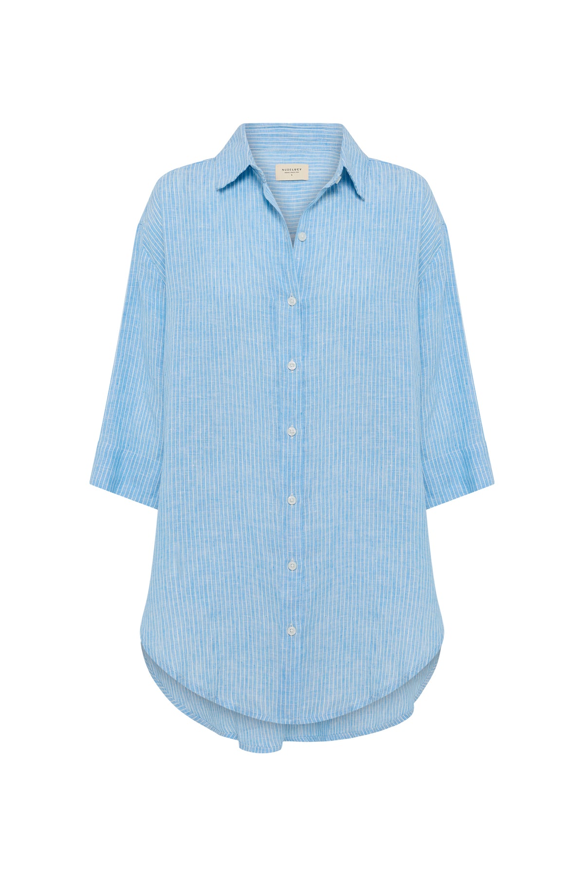 Lounge Stripe Linen Longline Shirt Cove Stripe 