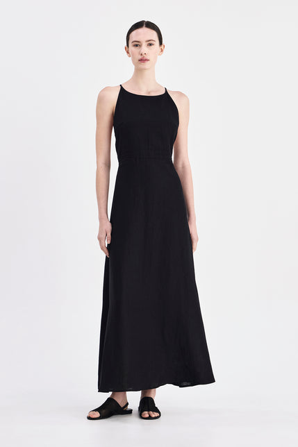 Ziba Linen Maxi Dress Black 