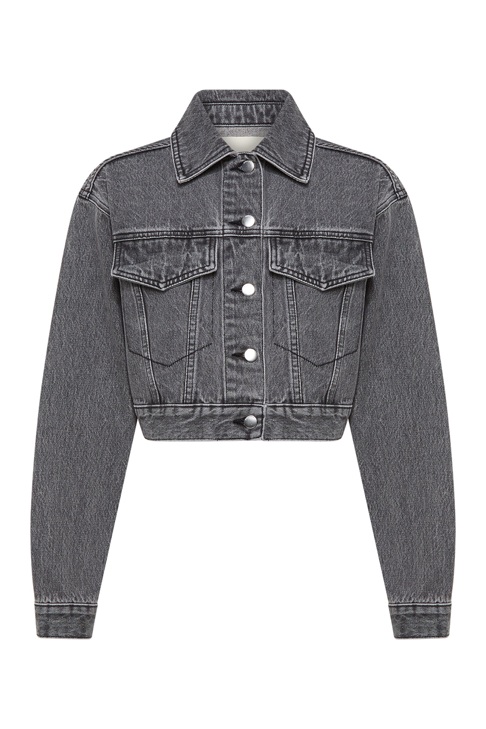 Organic Denim Crop Jacket Graphite 