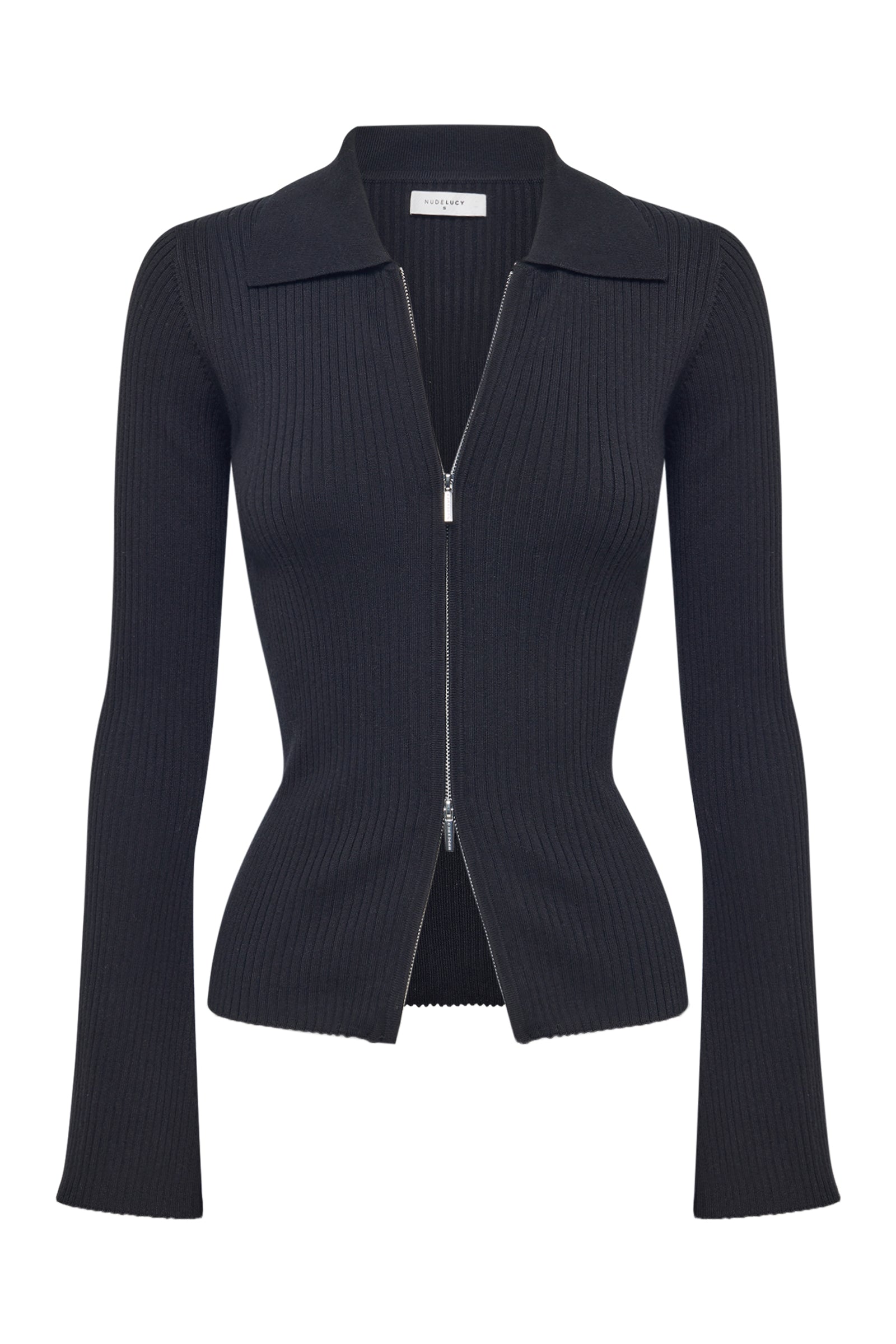 Betina Zip Front Knit Black 